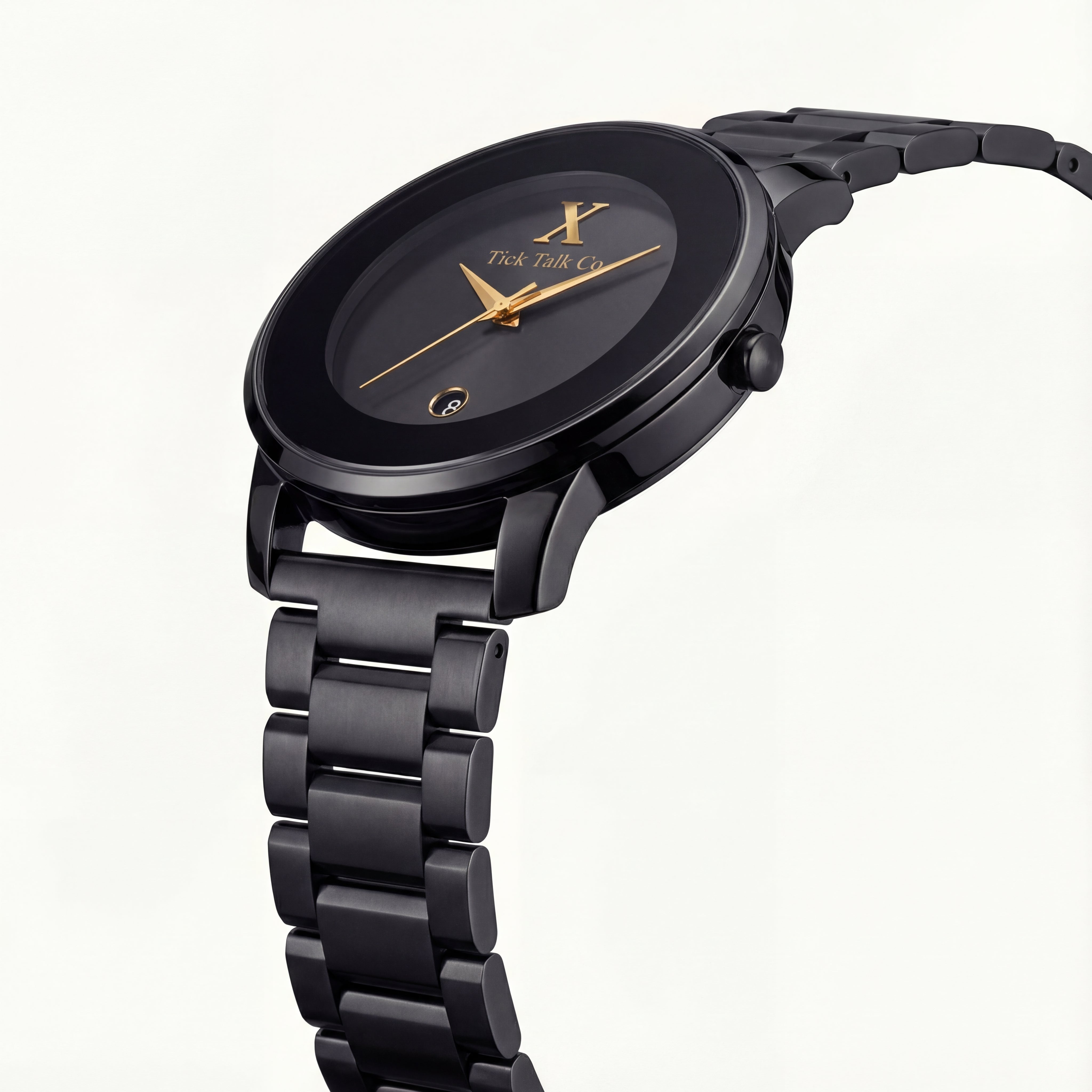 Black Dial Black Stainless Steel Watch