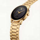 Gold Case Black Dial Stainless Steel Watch
