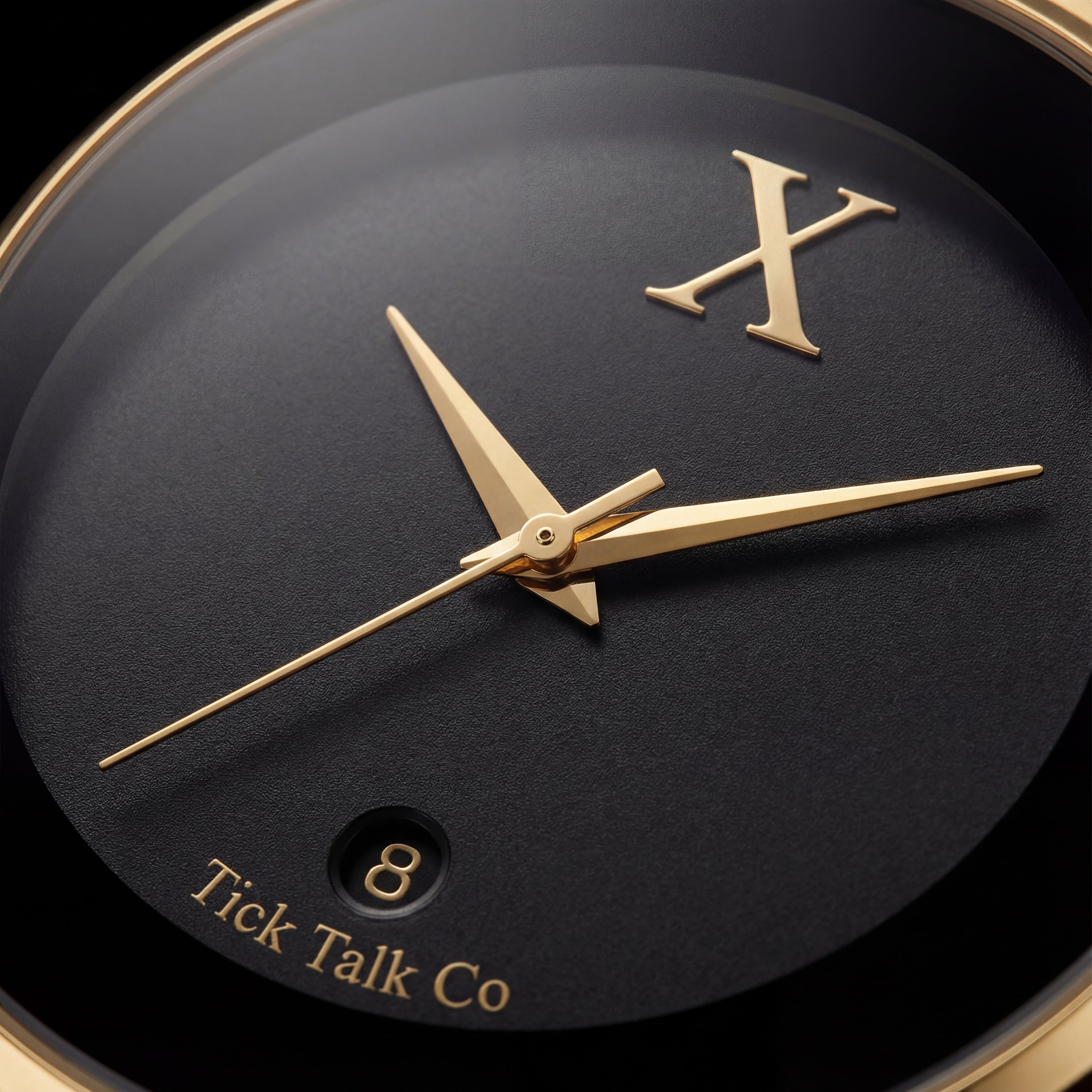 Gold Case Black Dial Stainless Steel Watch