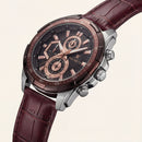 Brown Rose Gold Chronograph Leather Watch