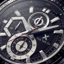Black Chronograph Stainless Steel Leather Watch