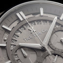 Silver Skeleton Chronograph with Grey Leather Strap