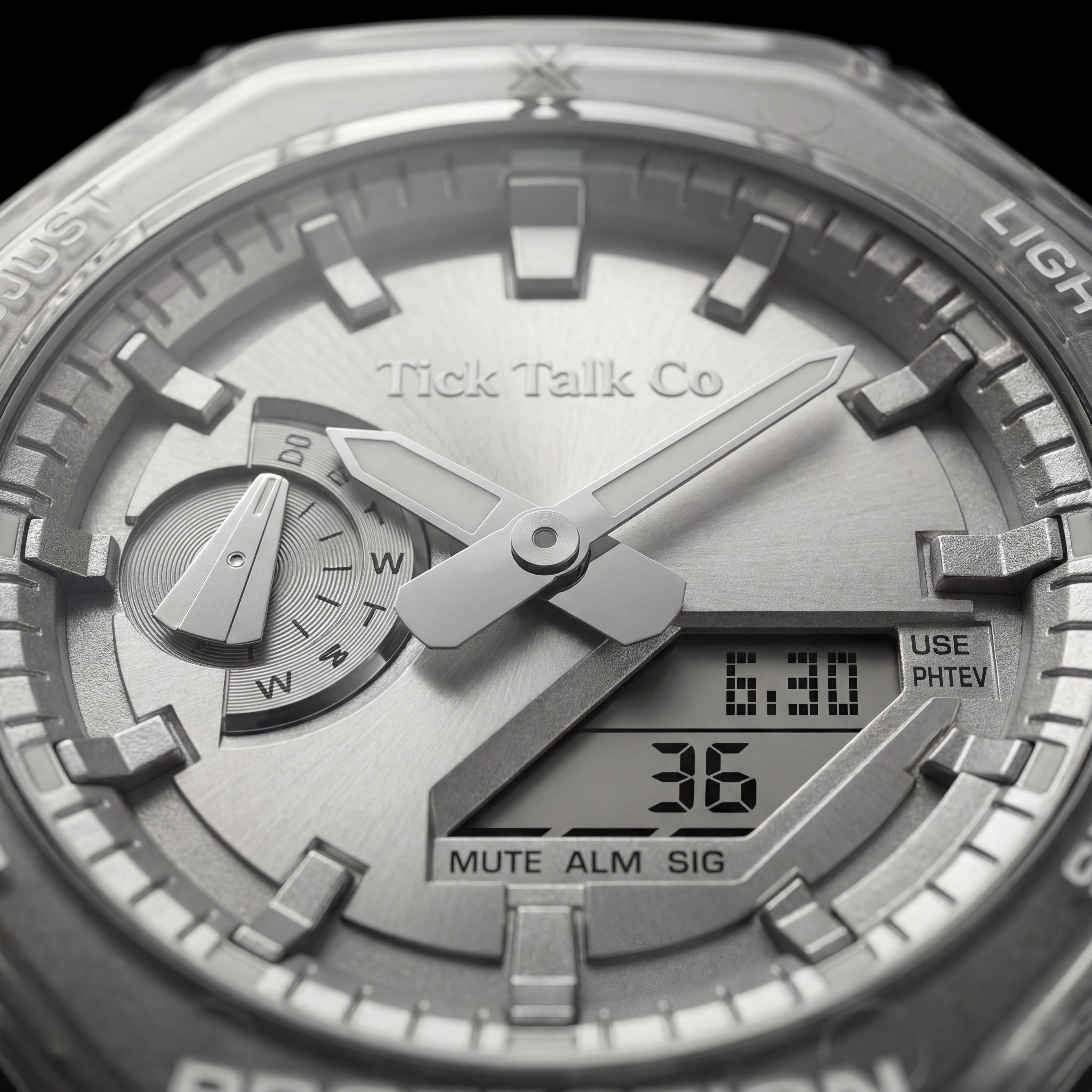 Protection Clear Silver Analog-Digital Watch