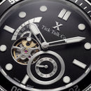 Black Open-Heart Automatic Watch with Black Dial & Fabric Strap