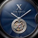 Blue Guilloché Dial Black Stainless Steel Open-Heart Watch