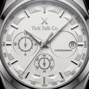 Silver Stainless Steel Chronograph Tachymeter Watch with Metal Bracelet