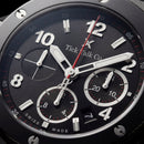 Men’s Black Chronograph Quartz Watch with Black Dial & Textured Silicone Strap