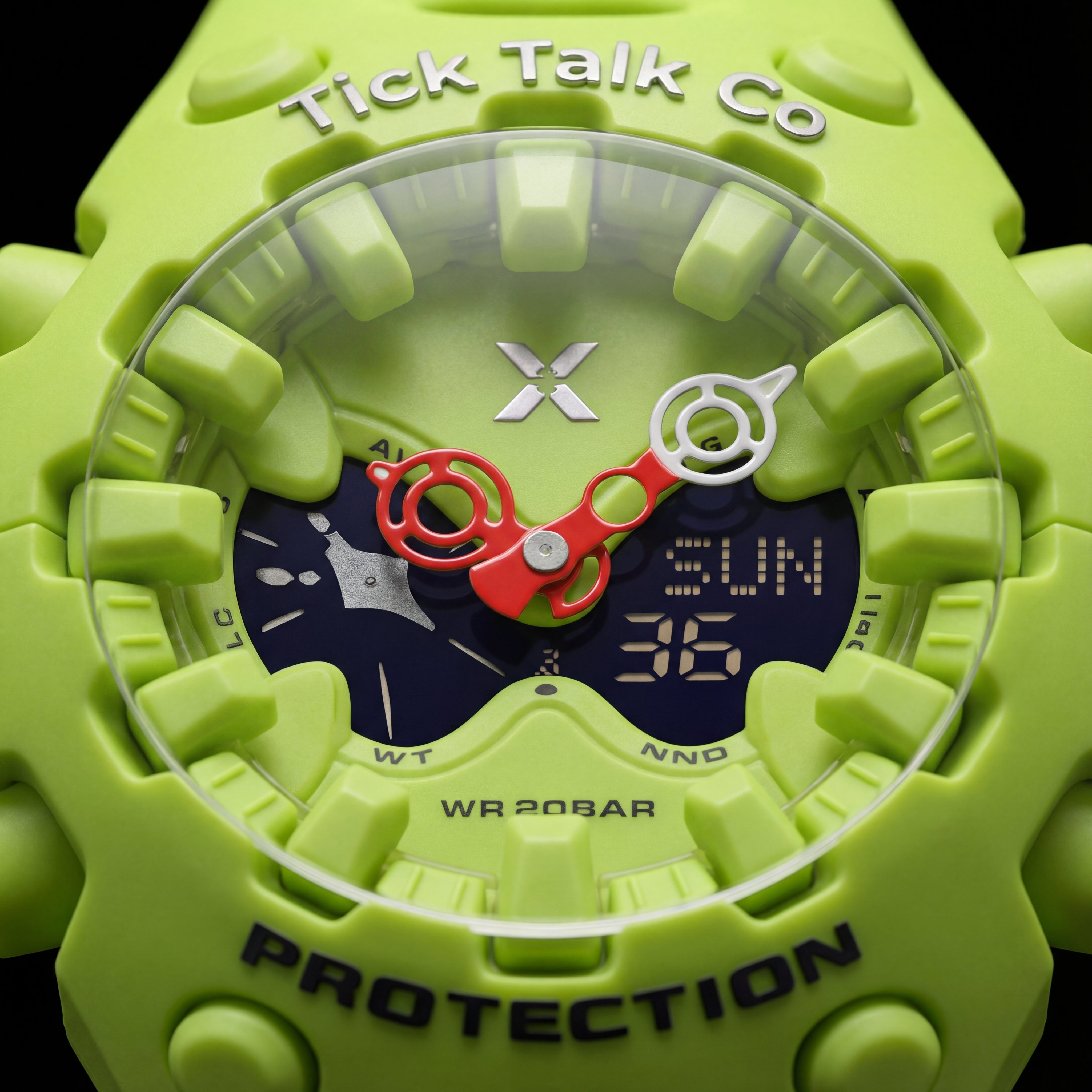 Men’s Shock Resistant Analog-Digital Sports Watch with Green Resin Strap