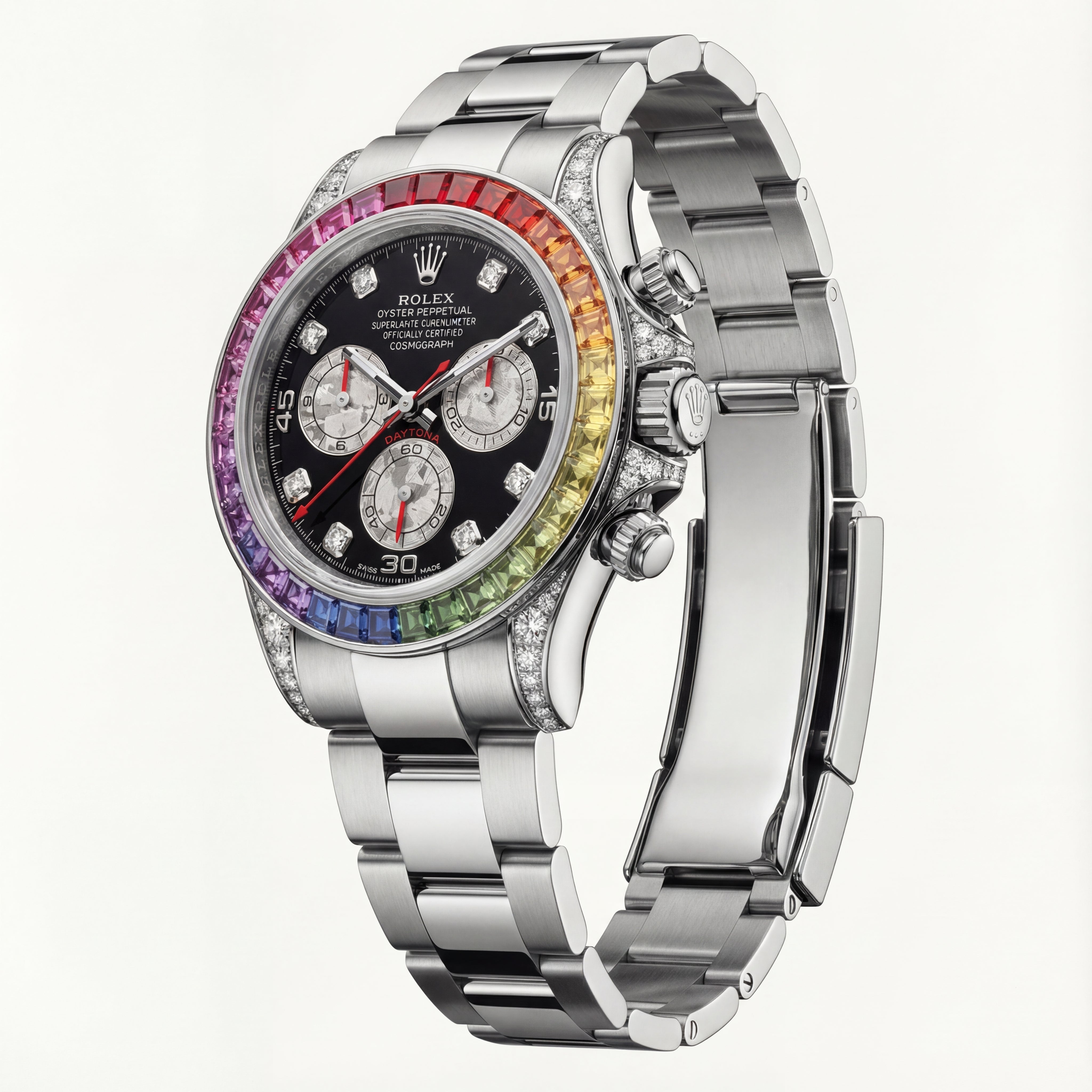 Rainbow Bezel Luxury Chronograph Stainless Steel Men’s Watch