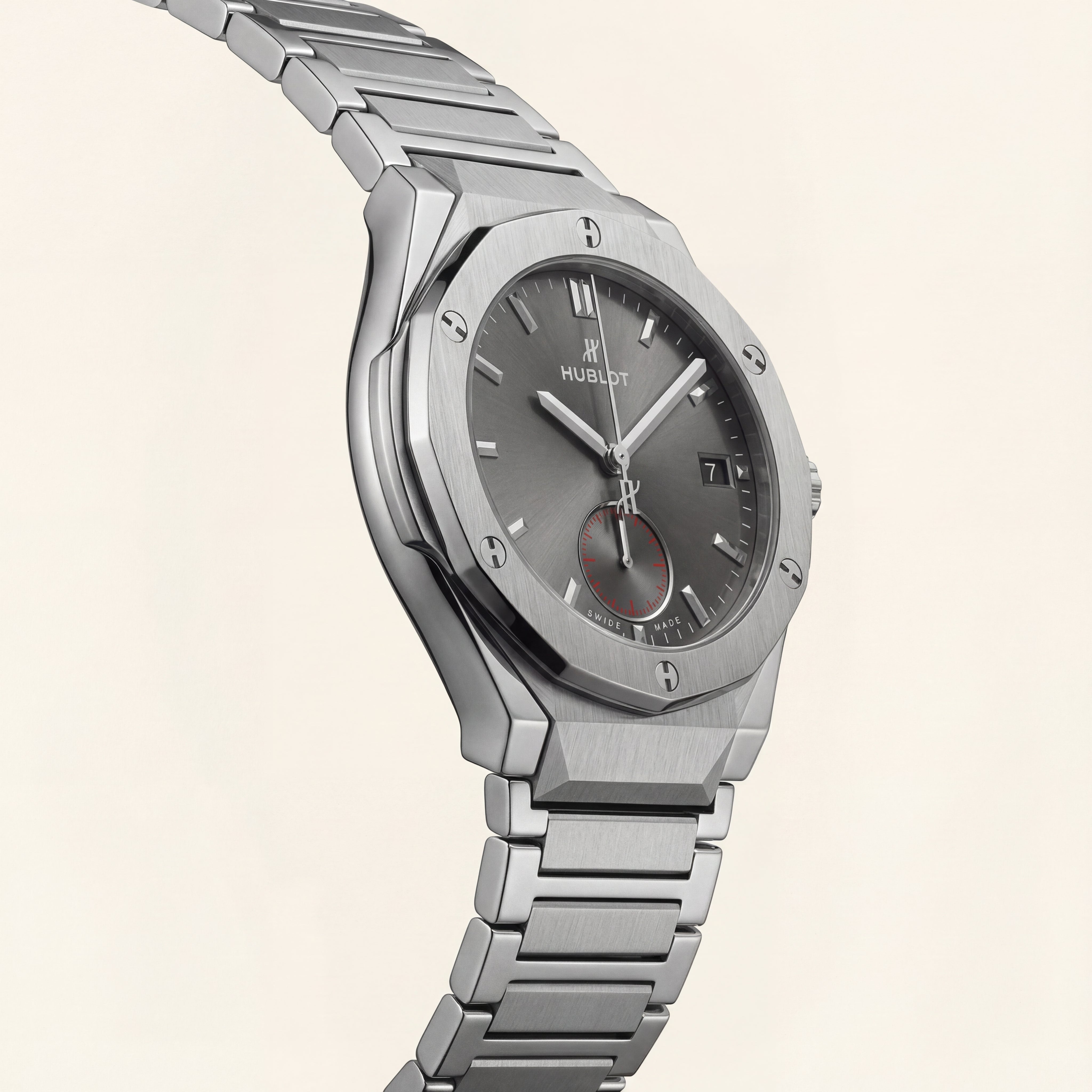Silver Grey Minimalist Steel Men’s Watch with Sub-Dial