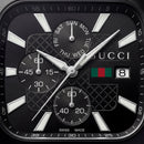 Matte Black Square Chronograph Men’s Watch with Dual Dial Display