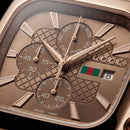 Rose Gold Square Chronograph Men’s Watch with Day–Date Display