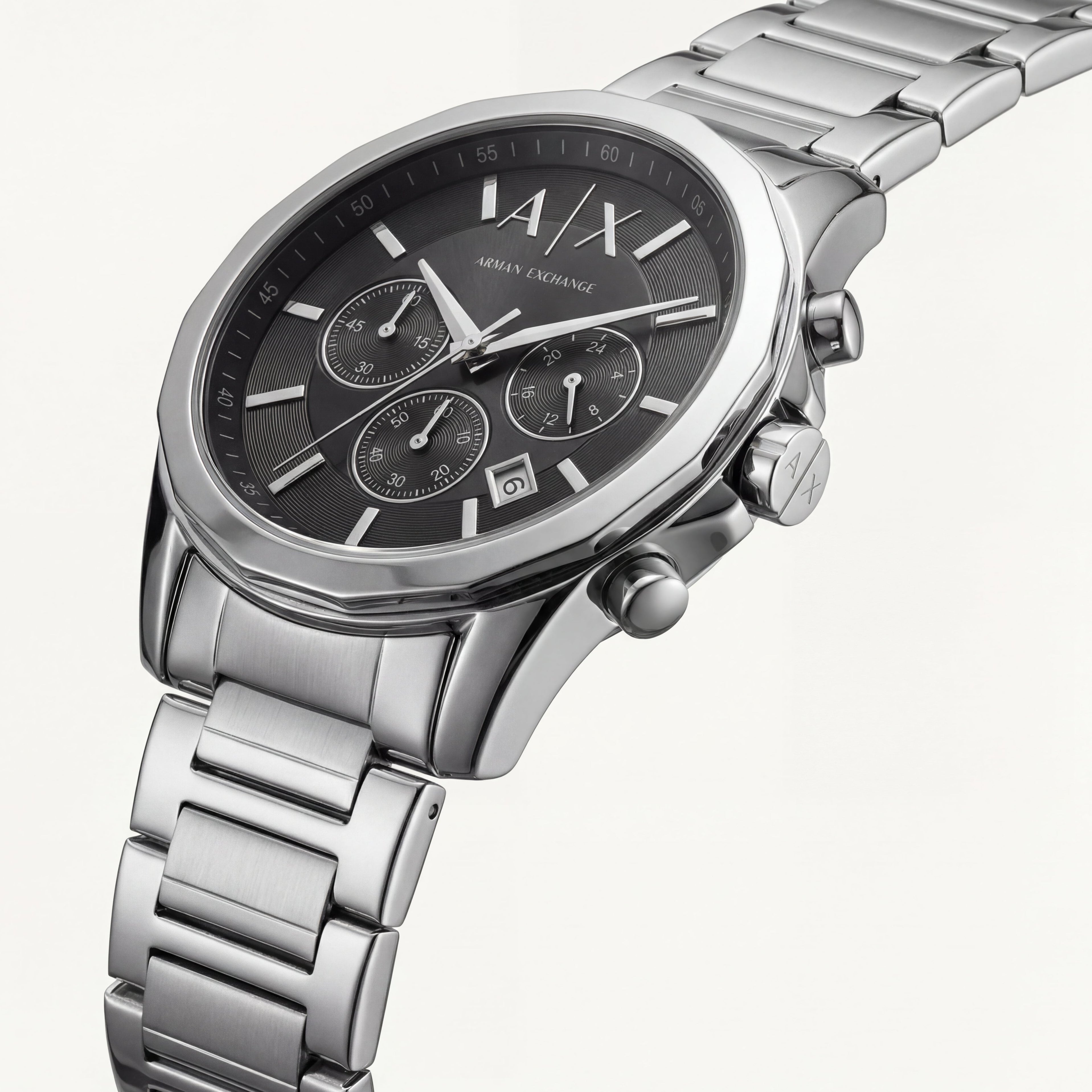 Centrix Midnight Black Silver Chronograph Watch