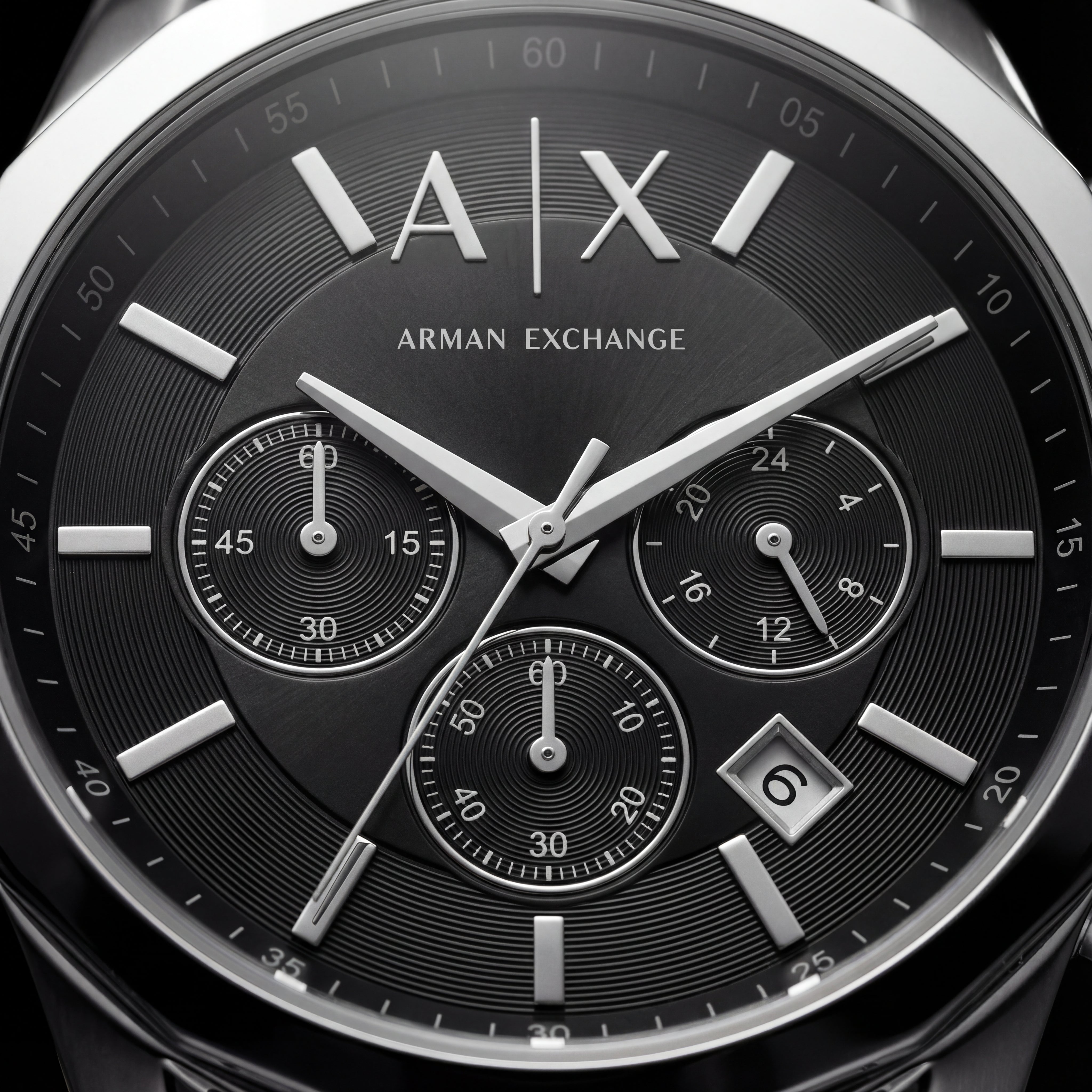 Centrix Midnight Black Silver Chronograph Watch