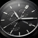 Matte Black Chronograph Leather Strap Men’s Watch
