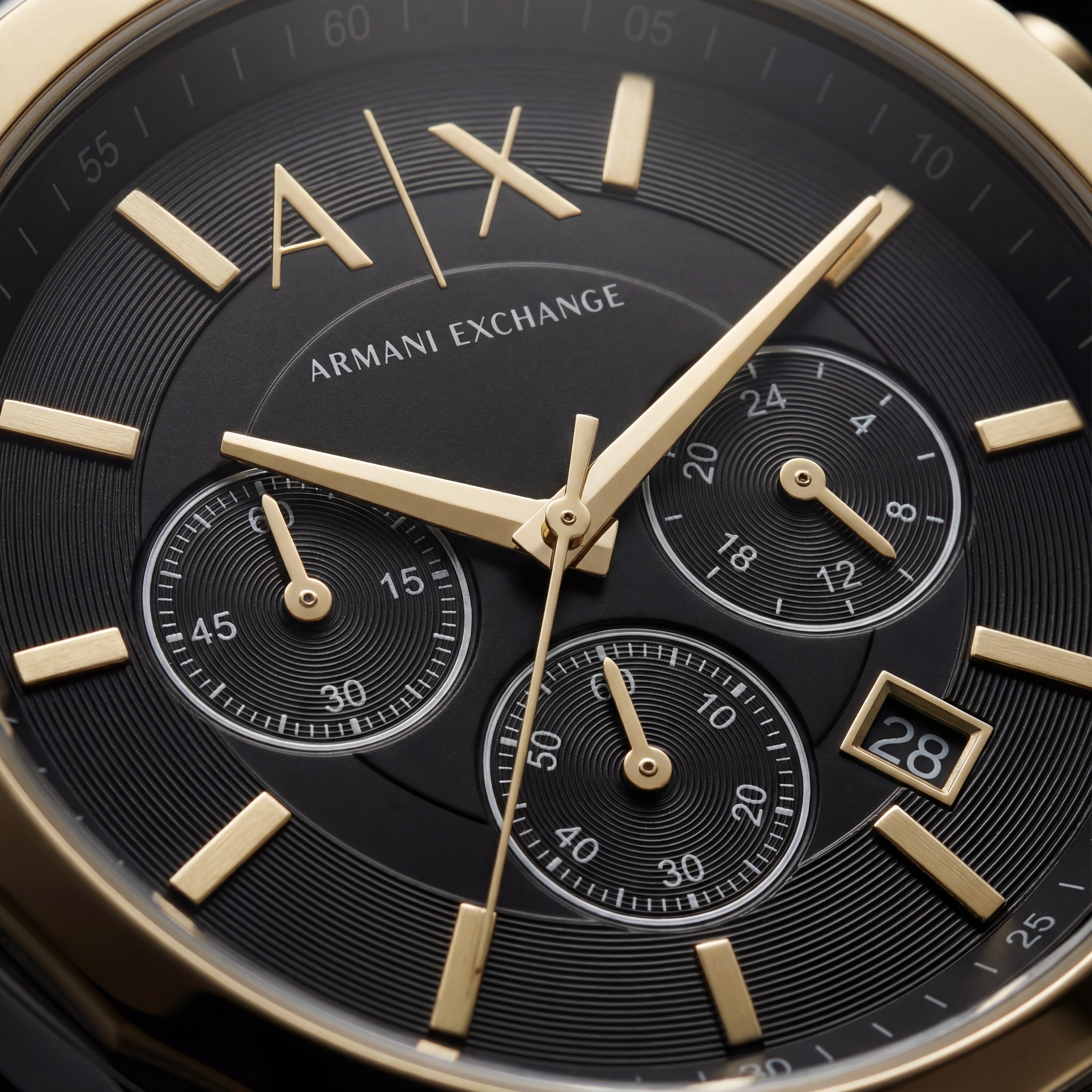 Centrix Onyx Black Silver–Gold Chronograph Watch
