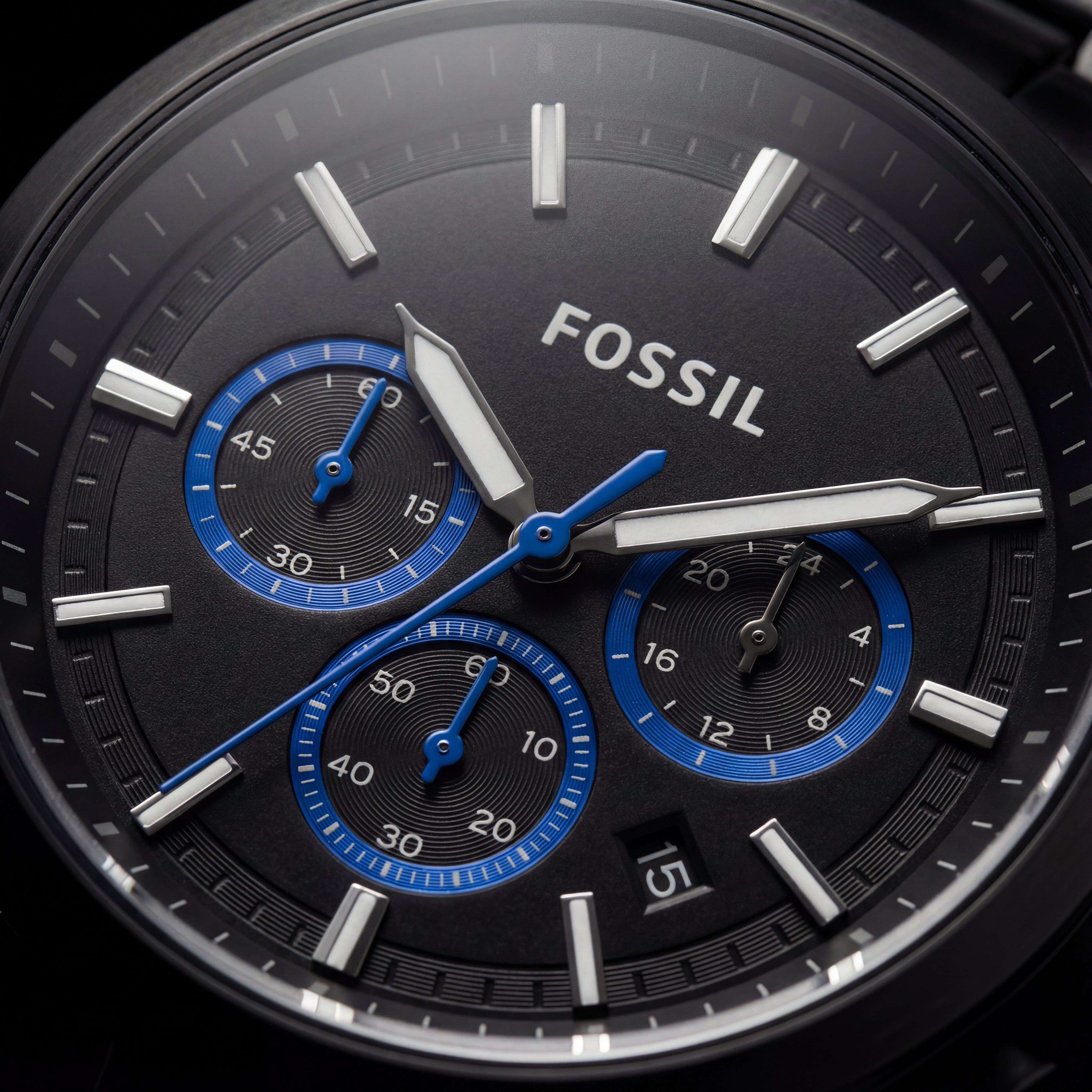 Ryder Stealth Black Blue-Accent Chronograph Watch