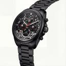 Matte Black Skeleton Chronograph Men’s Watch with Red Accents