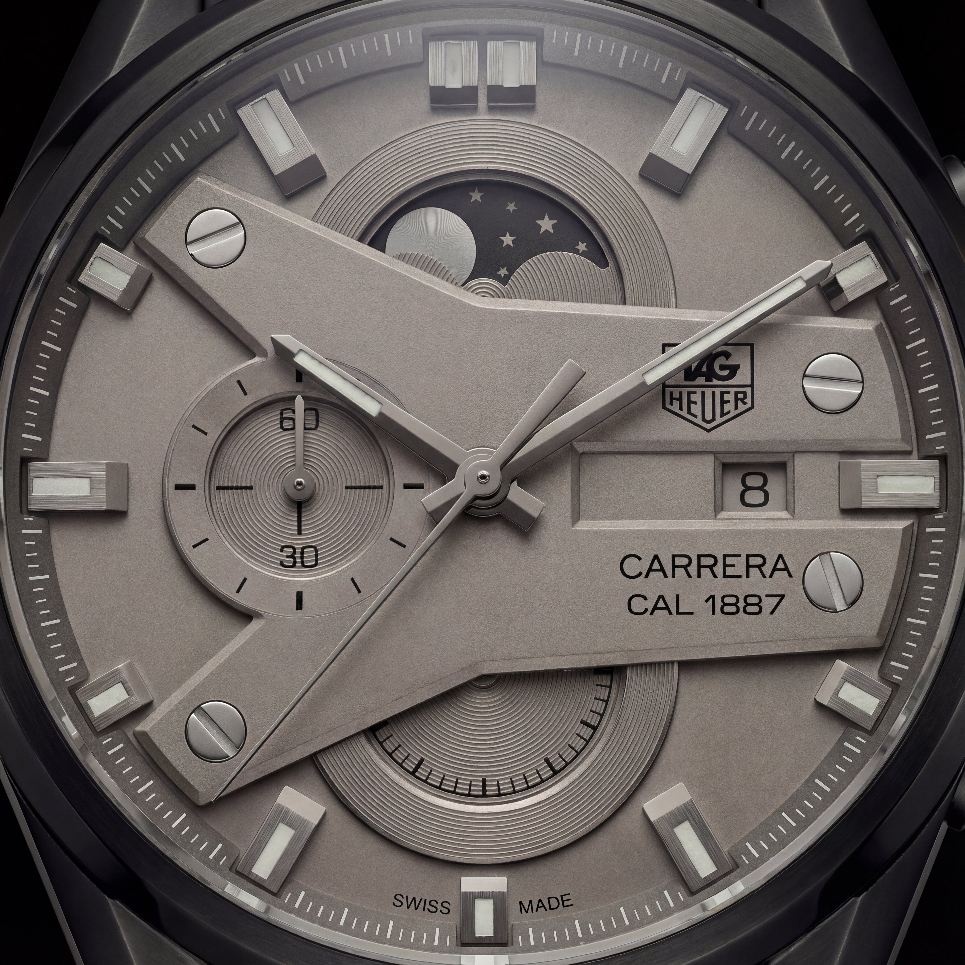 Matte Black Industrial Chronograph Men’s Watch with Grey Dial