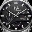 Steel Silver Industrial Chronograph Men’s Watch with Black Dial