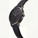 Midnight Black Minimal Leather Strap Watch