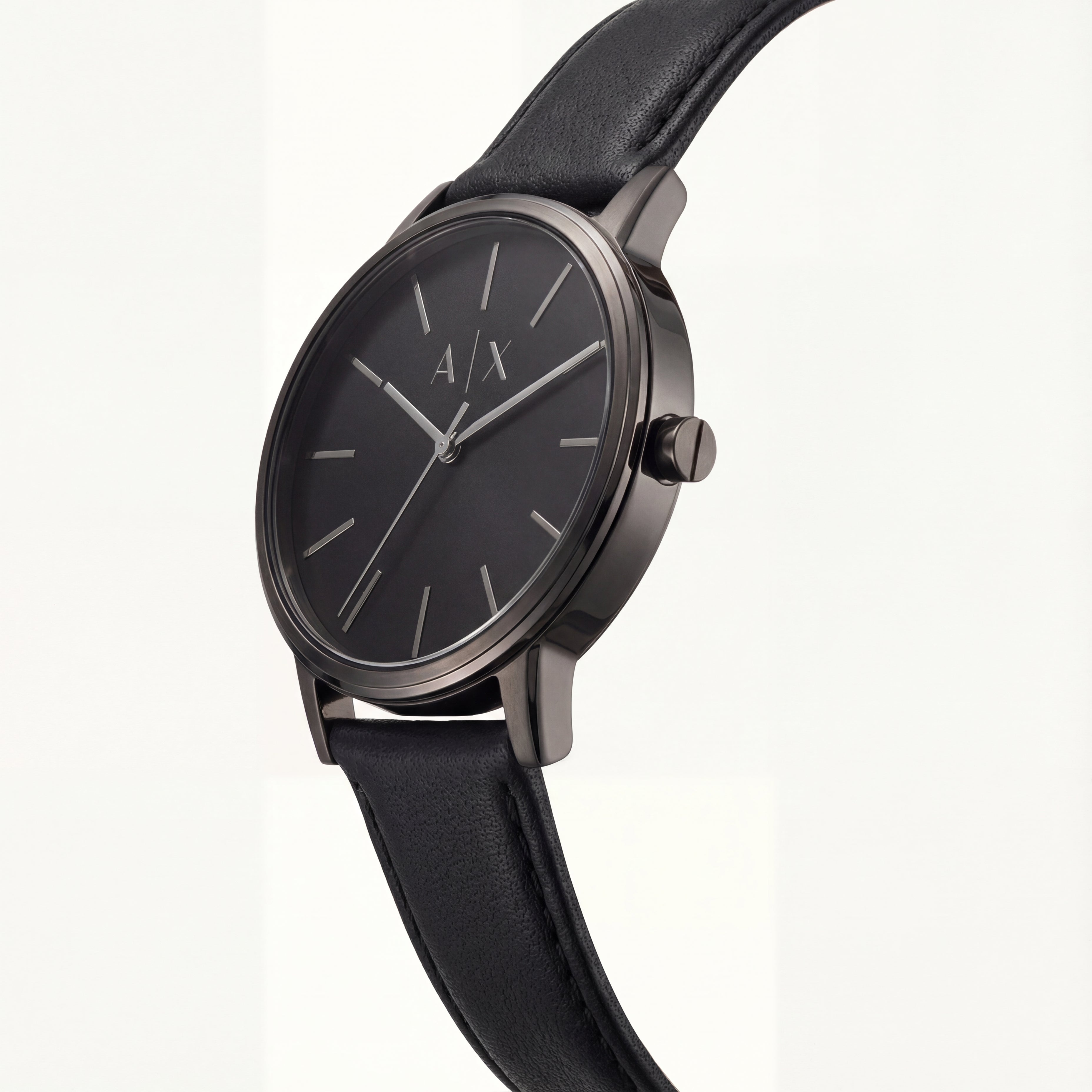 Midnight Black Minimal Leather Strap Watch