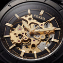 Luxury Skeleton Dial Black Stainless Steel Automatic Watch