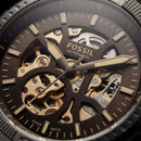 Black Skeleton Automatic Watch with Stainless Steel Bracelet