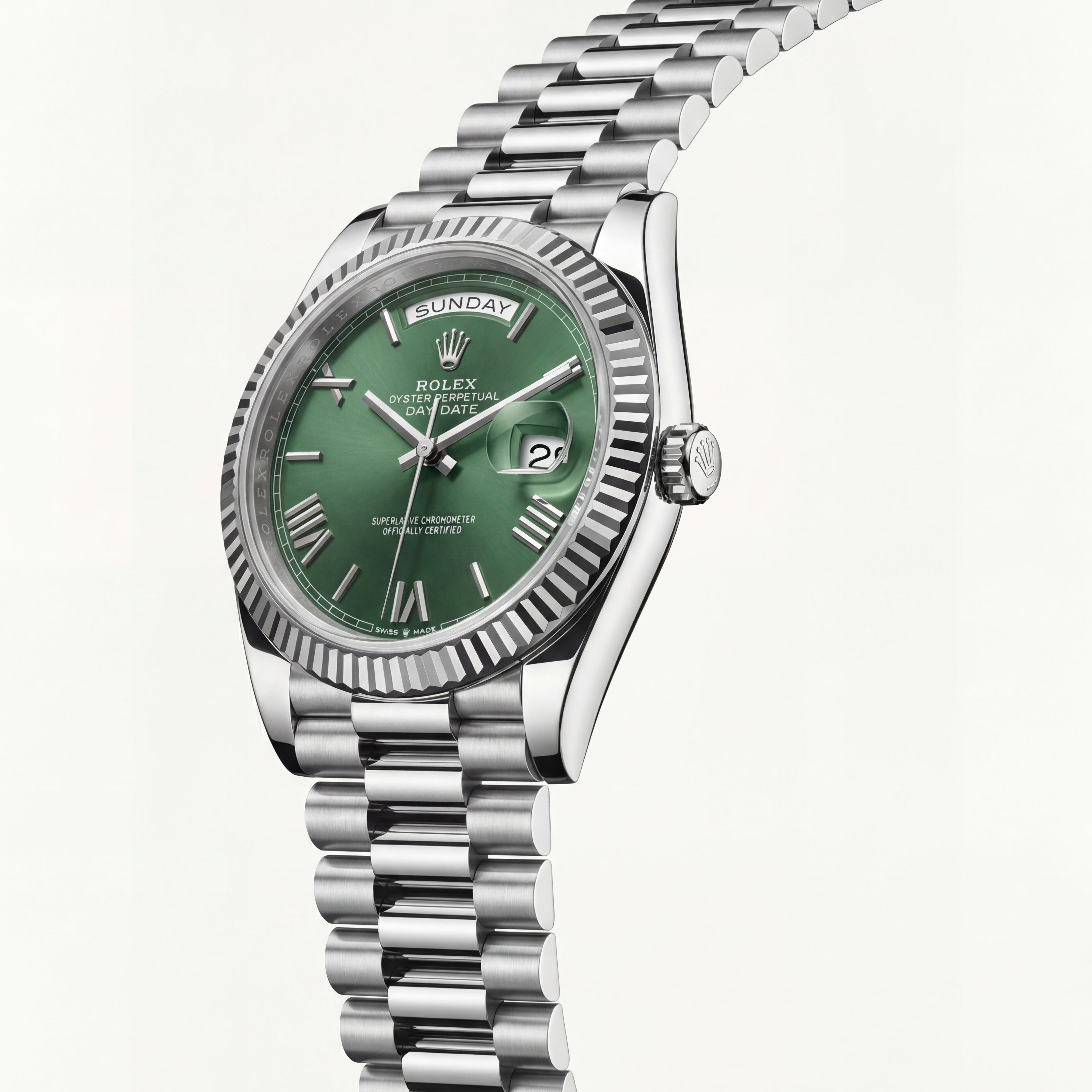Silver Green Day-Date Classic Luxury Men’s Watch (President Style)