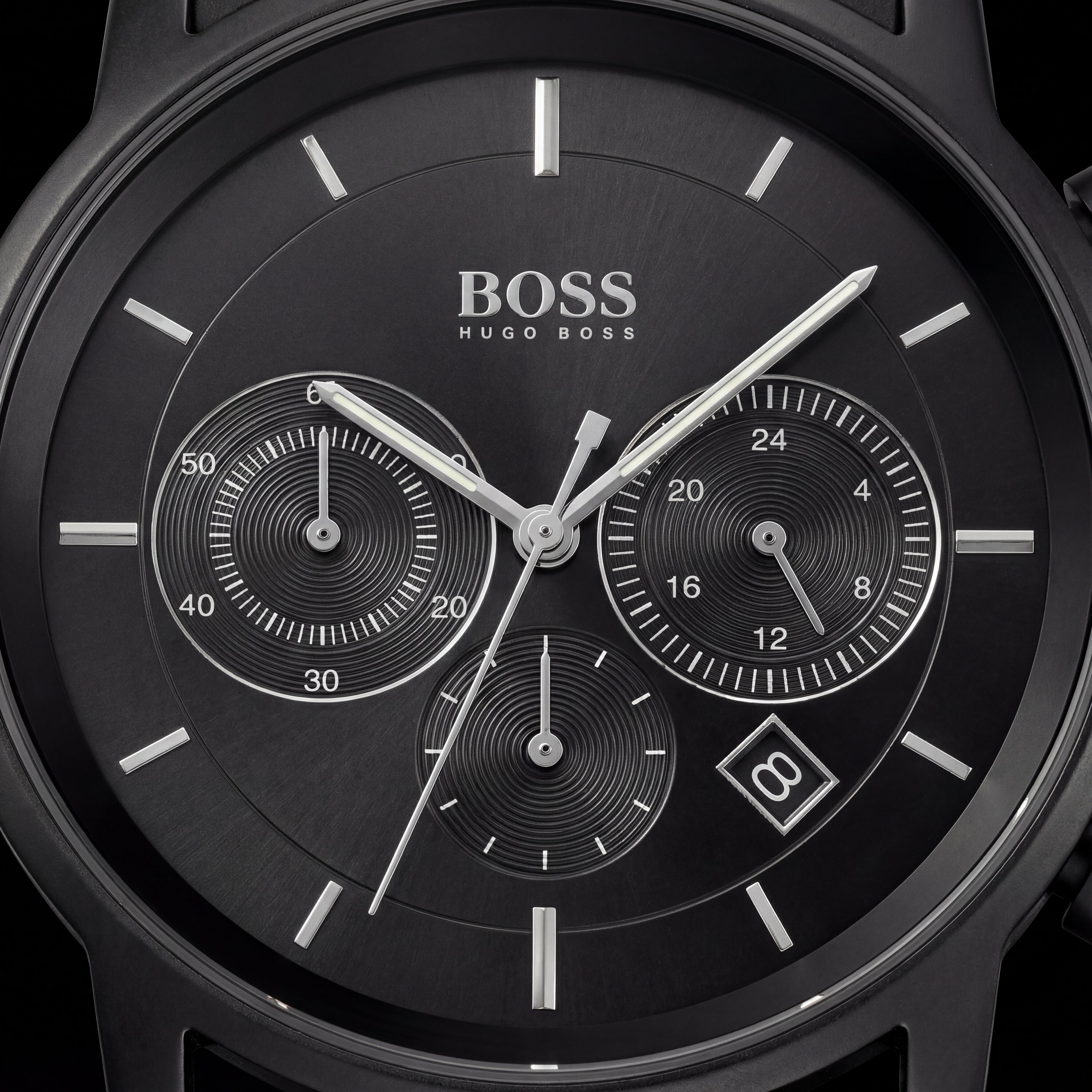 All-Black Chronograph Men’s Watch with Silicone Strap