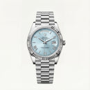 Ice Blue Fluted Steel Day-Date Quartz Watch