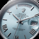 Ice Blue Fluted Steel Day-Date Quartz Watch