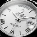 Classic White Dial Fluted Steel Day-Date Automatic Watch