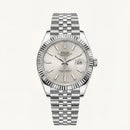 Platinum Silver Textured Dial Automatic Steel Watch