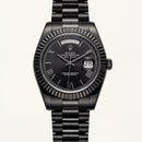 Midnight Black Fluted Bezel Day-Date Automatic Steel Watch