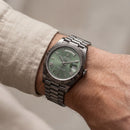 Forest Green Fluted Bezel Day-Date Automatic Steel Watch