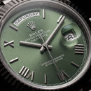 Forest Green Fluted Bezel Day-Date Automatic Steel Watch