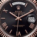 Obsidian Black Fluted Bezel Day-Date Automatic Steel Watch