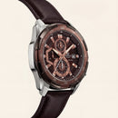 Brown Dial Chronograph Men’s Leather Strap Sports Watch