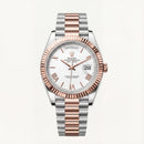 Rose Gold Fluted Bezel Day-Date Steel Watch