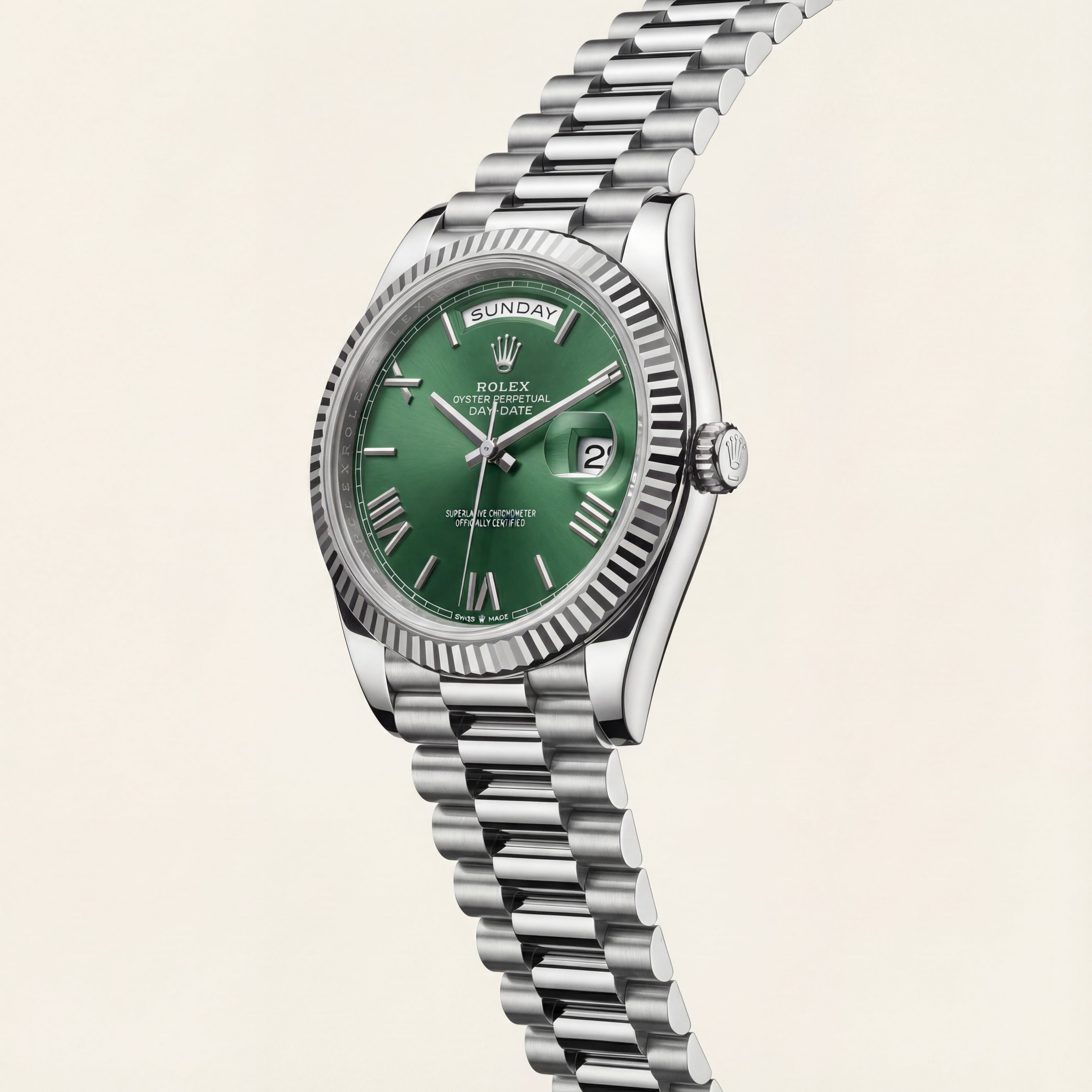 Emerald Fluted Bezel Automatic Steel Watch