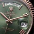 Olive Green Fluted Bezel Day-Date Automatic Steel Watch