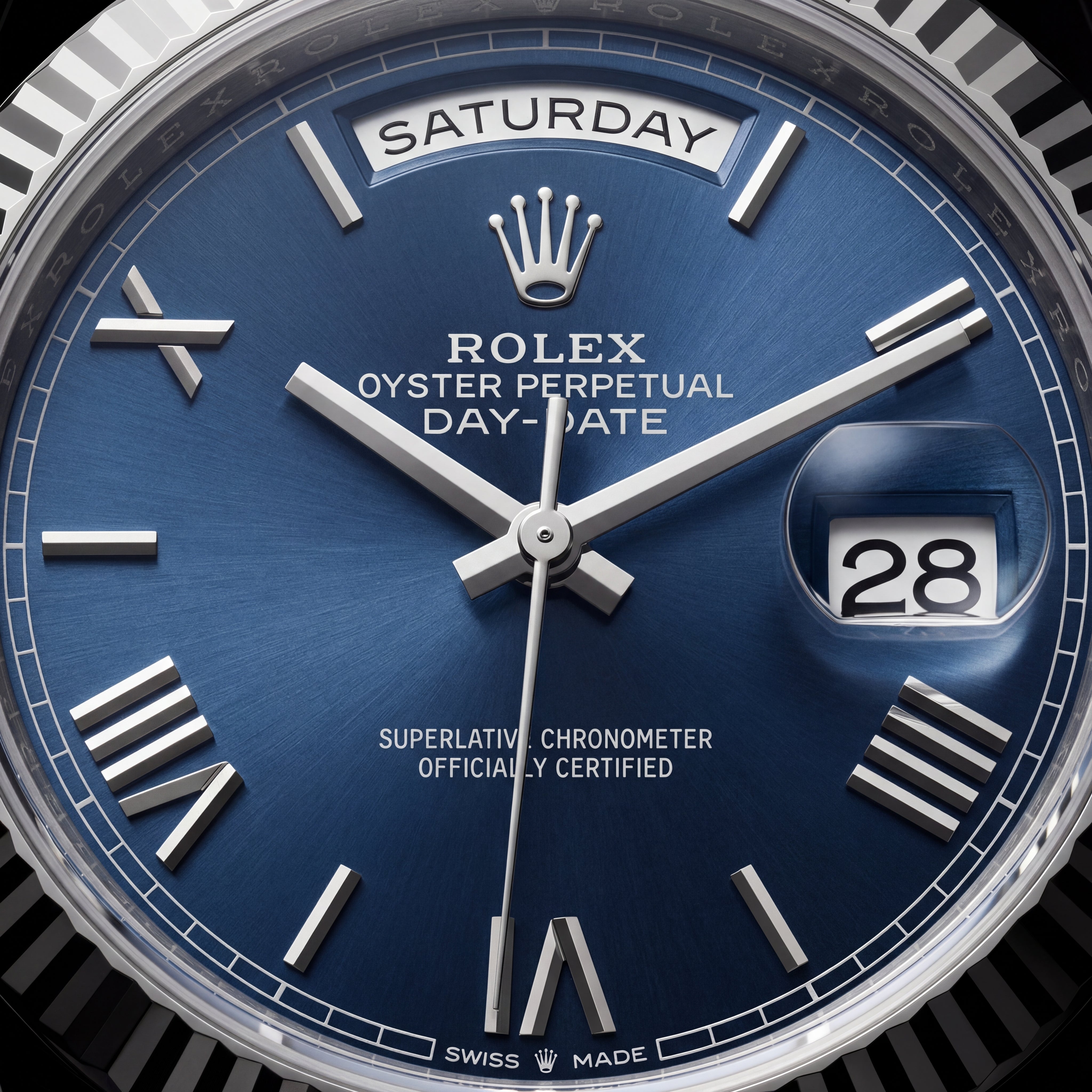 Royal Blue Fluted Bezel Automatic Steel Watch