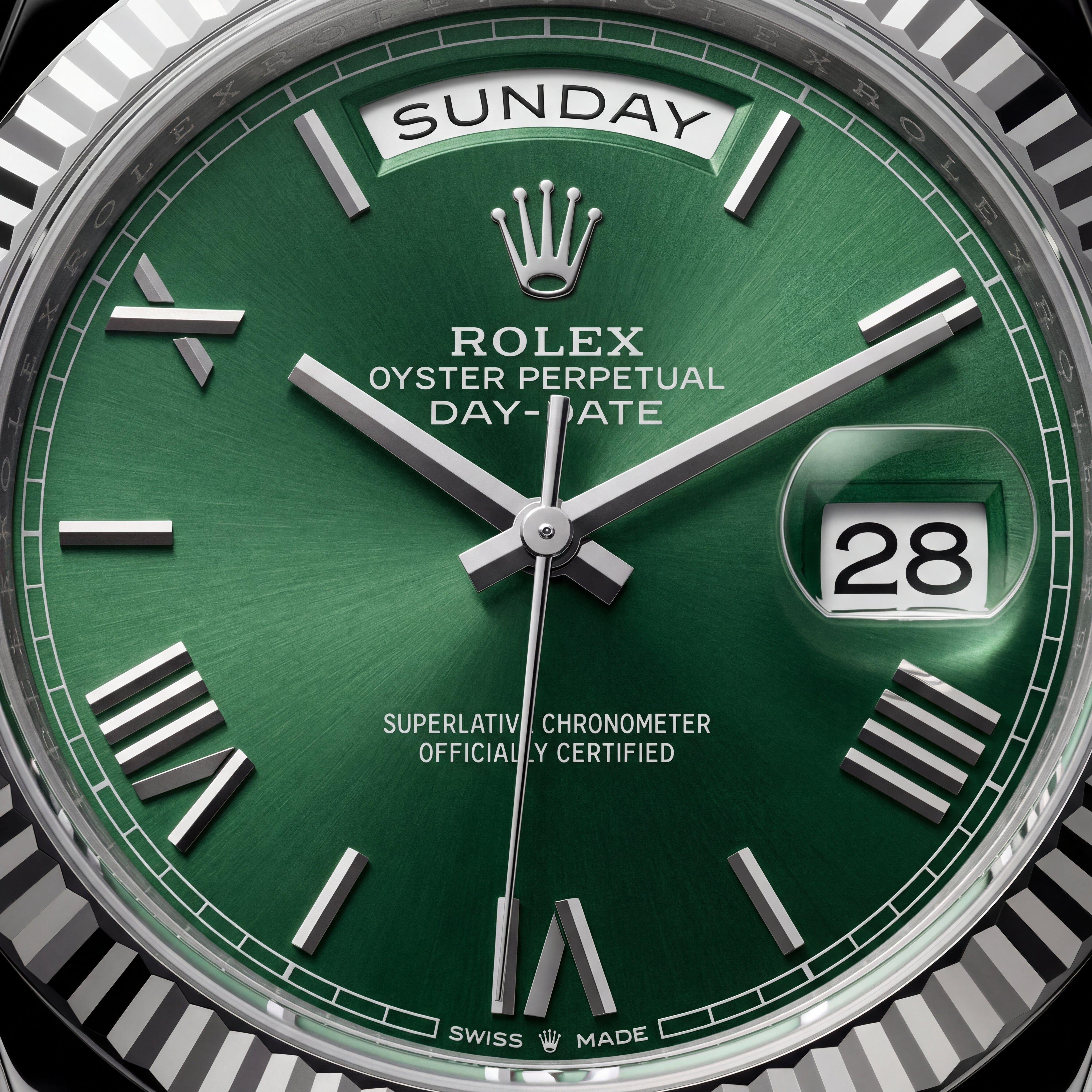 Emerald Fluted Bezel Automatic Steel Watch