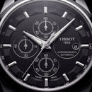 Black Dial Chronograph Men’s Leather Strap Watch