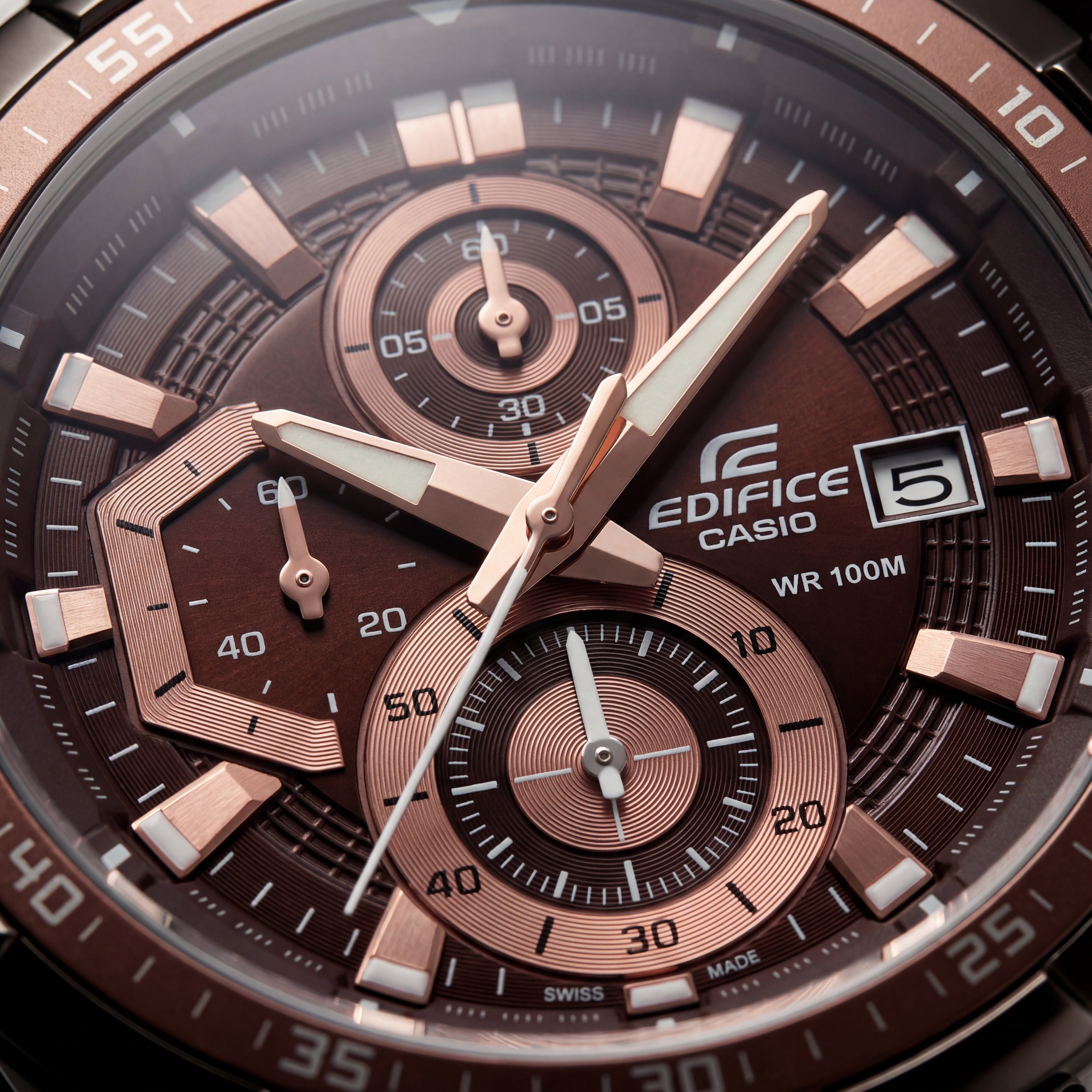 Brown Dial Chronograph Men’s Leather Strap Sports Watch