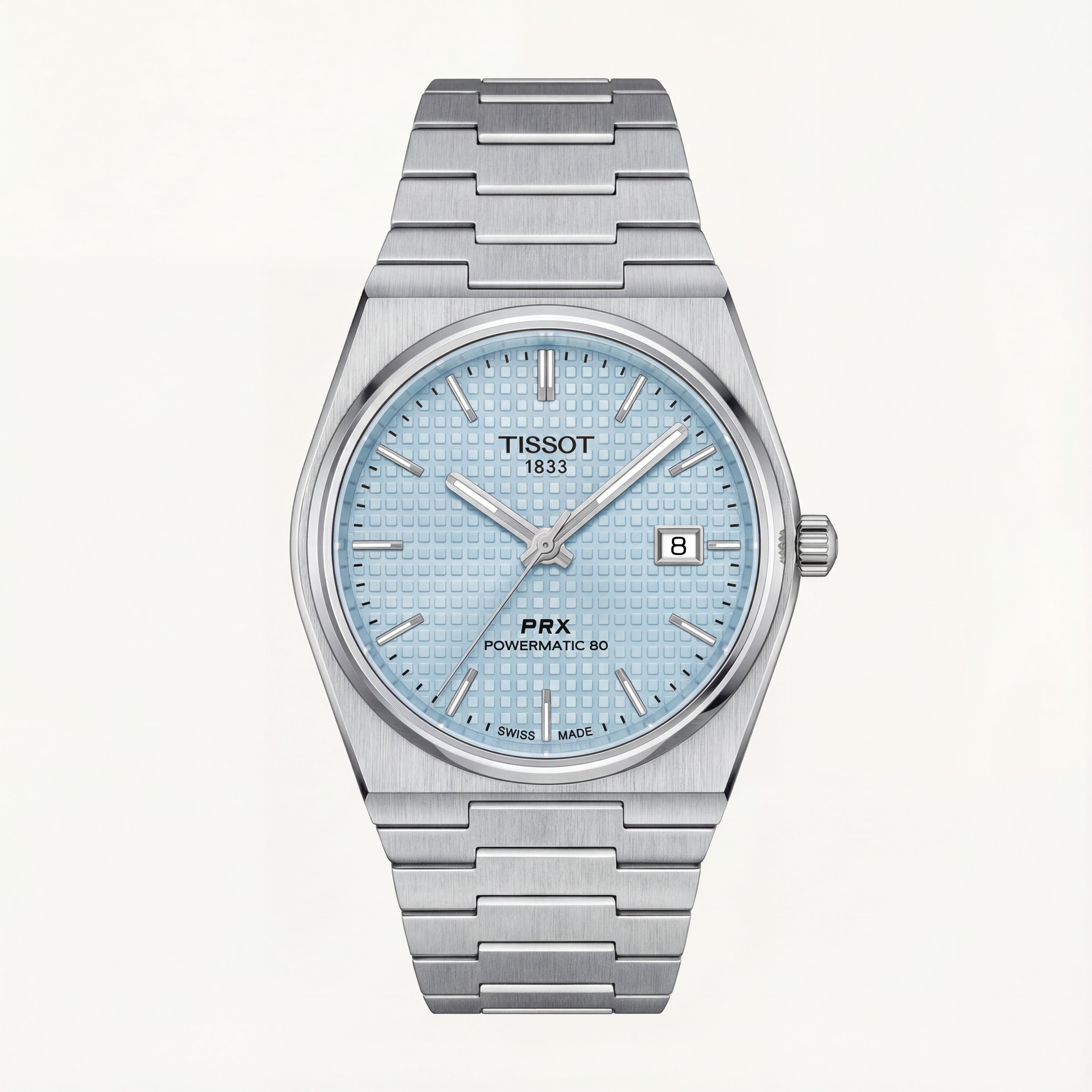 Ice Blue Textured Dial Steel Watch