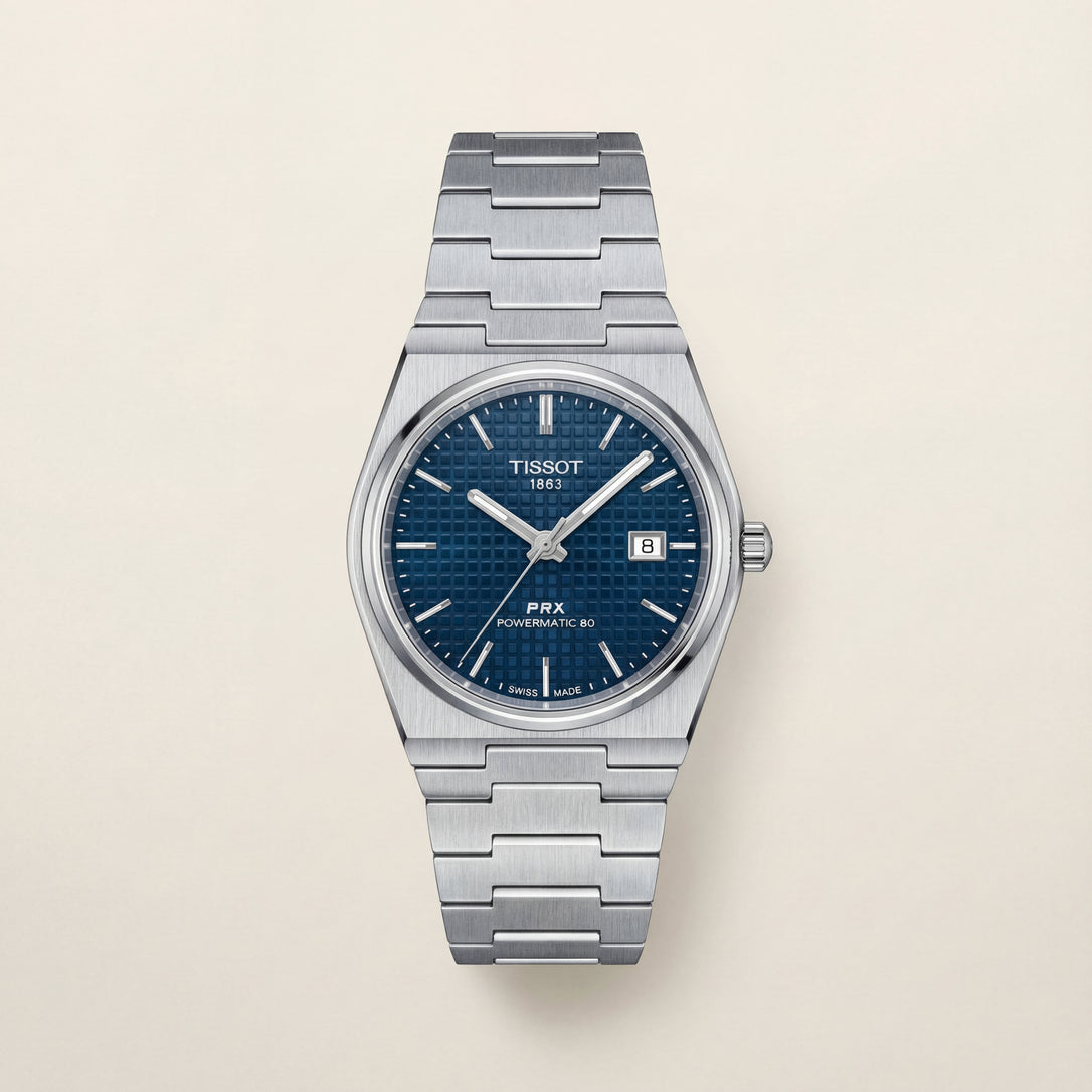 Deep Blue Textured Dial Steel Watch