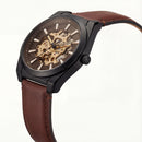 Midnight Skeleton Dial Automatic Leather Watch