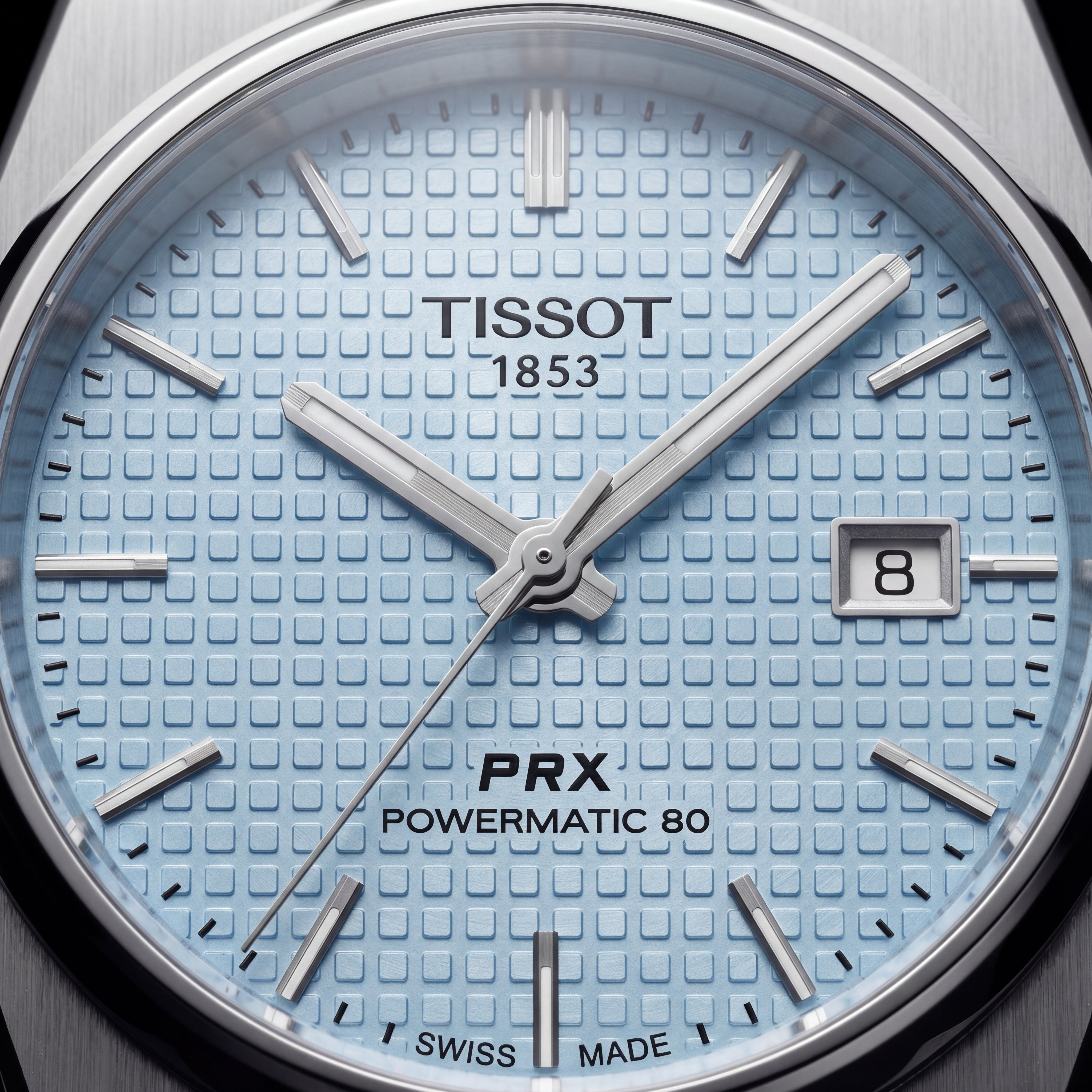 Ice Blue Textured Dial Steel Watch